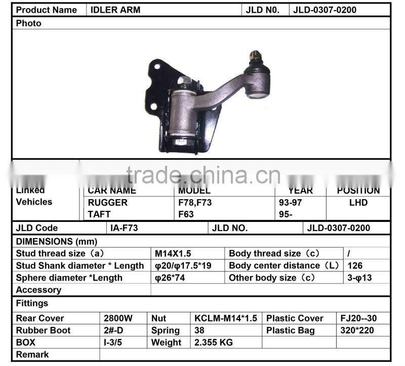 45408-87602 steering auto parts metal idler arm for daihatsu rugger taft