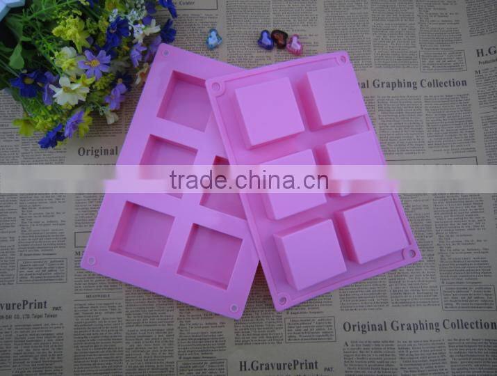hot selling 6 squares silicone soap mold