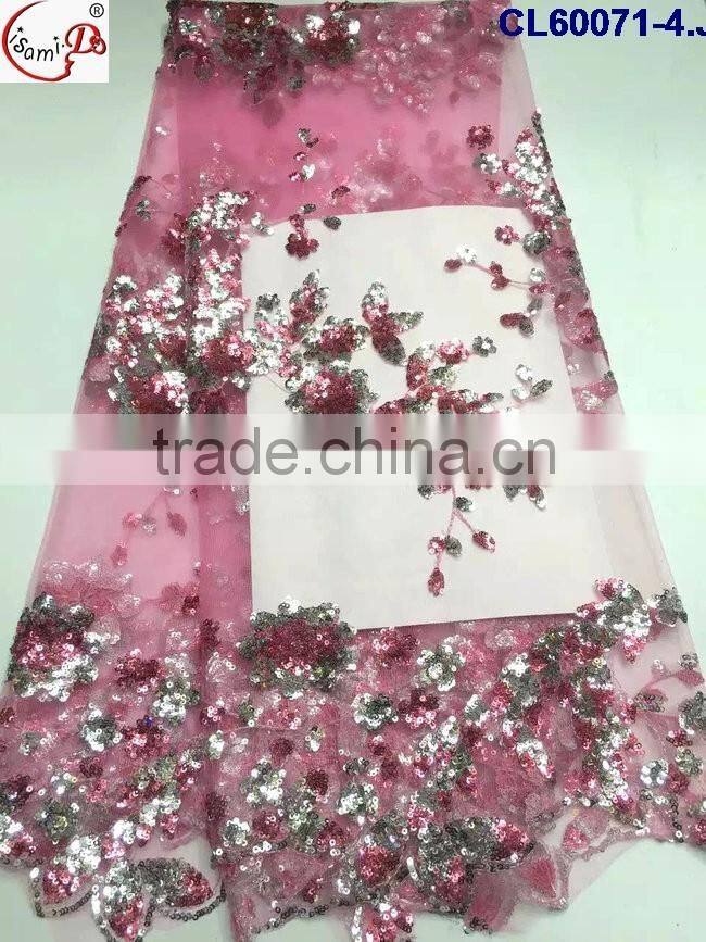 CL60071 New arriva fast delivery tulle emboridery lace with sequins ,wholesale french lace fabric for ladies
