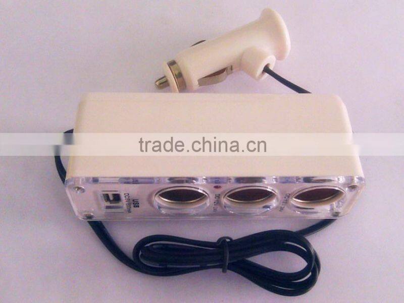 Newest car cigerette with usb 1000mA with black and white