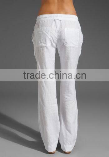 Summer womens white drawstring pants cool design