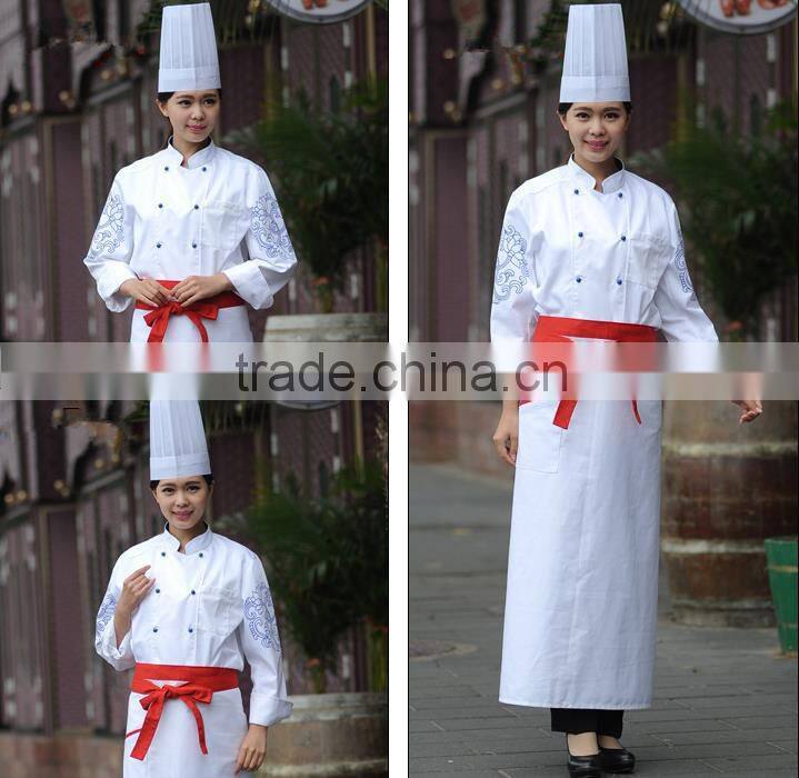 winter white long sleeve printing kitchen uniform design