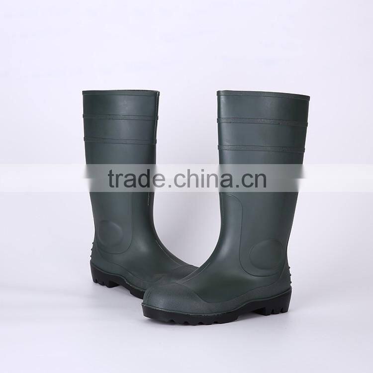 Cheap simple style safety PVC rain shoes with steel toe, industrial safety boots