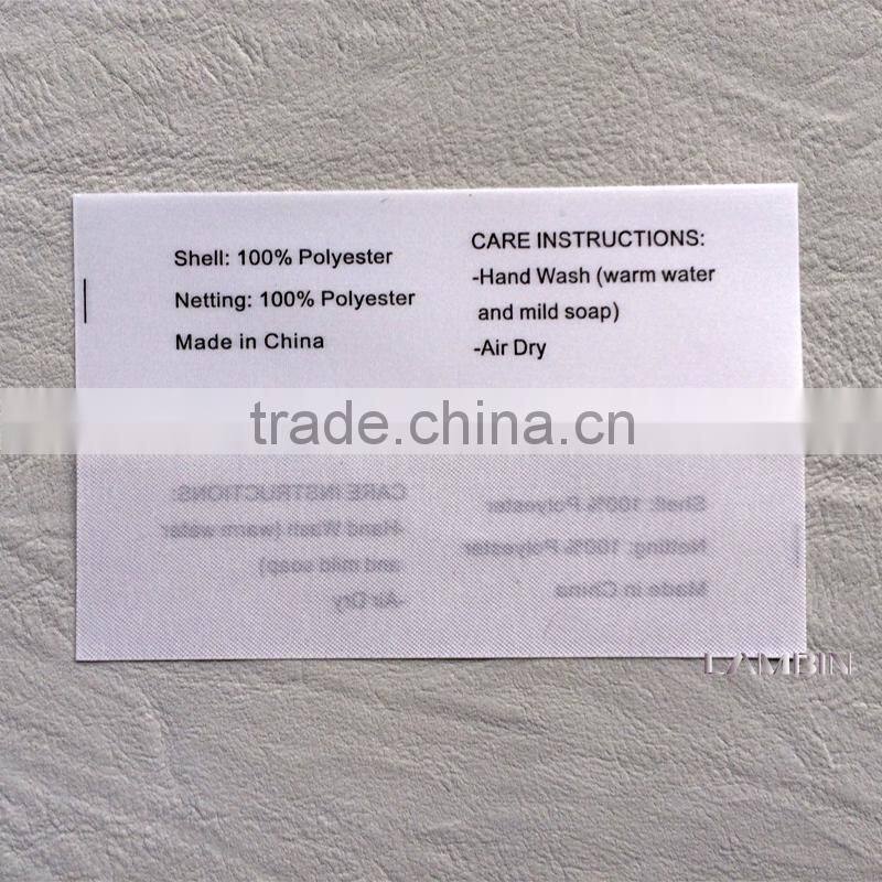 Printed satin tape silk washing care label for Arab headscarf