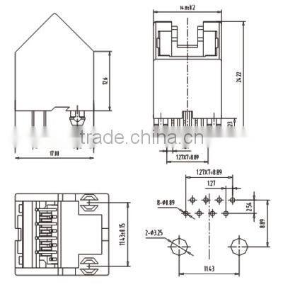 RJ45 Jack With transformer,Gigarbit Network,RJ45 Modular connector