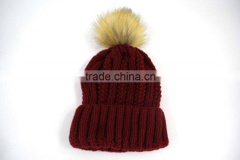 low price custom acrylic knitted warm winter beanie hat