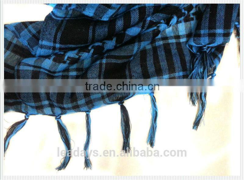 Plaid tassel polyester square palestine scarf