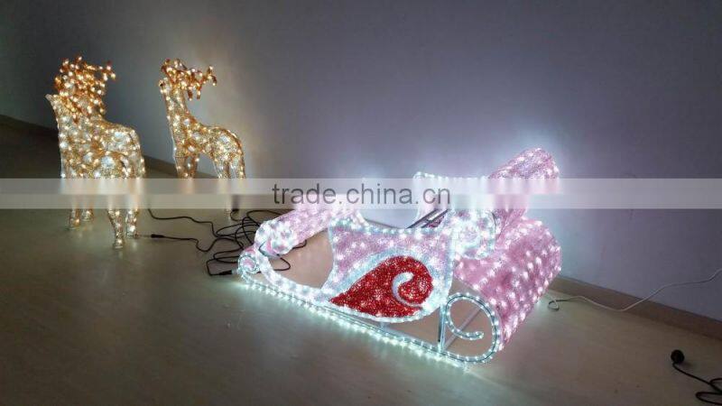 Hot sale christmas light with santa car and reindeer holiday time led light outdoor decoration