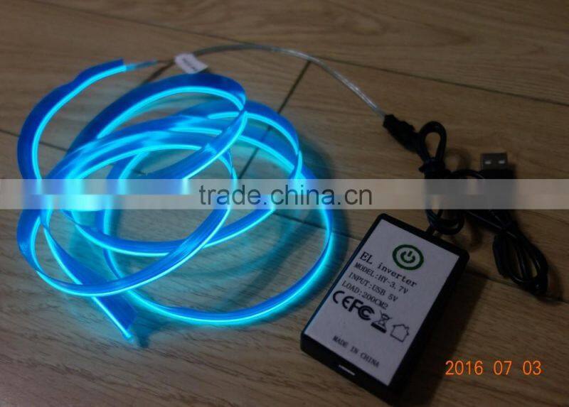 AAX2PCS Battery Clothing fabrics decorate "Polar light 2"2.3mm Single welt in center Orange EL WIRE