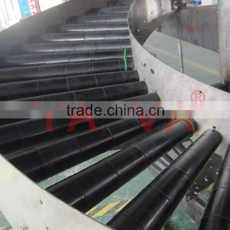 Cartons and bucket gravity roller spiral conveyor