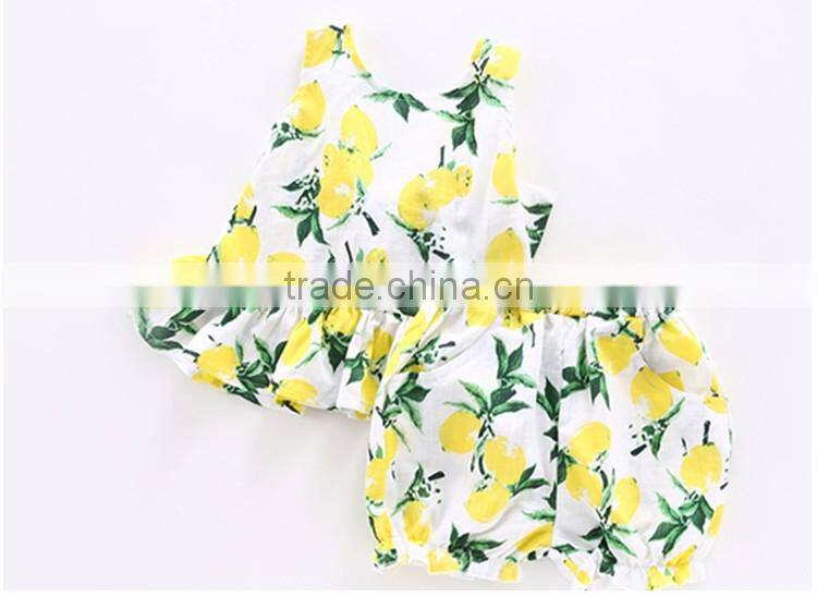 Lovely Cartoon Bowknot Cotton Girl Children Suit Sets