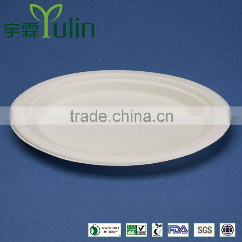 PL-10-E Oval 10 inches disposable sugarcane plates