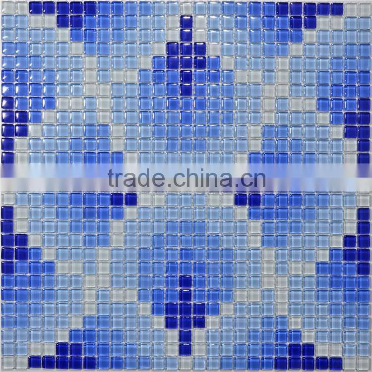 thickness 4mm mixed color glass mosaic for bathroom wall use