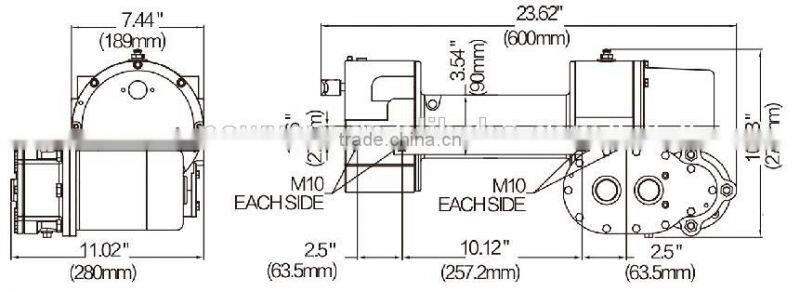 Heavy duty worm and gear truck winch NVW12000 12000lbs DC 12V/24V