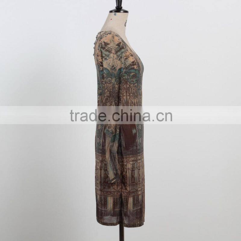 Latest dress 2016 Spring autumn long sleeve dress for mature woman sexy net back dress OEM/ODM supply