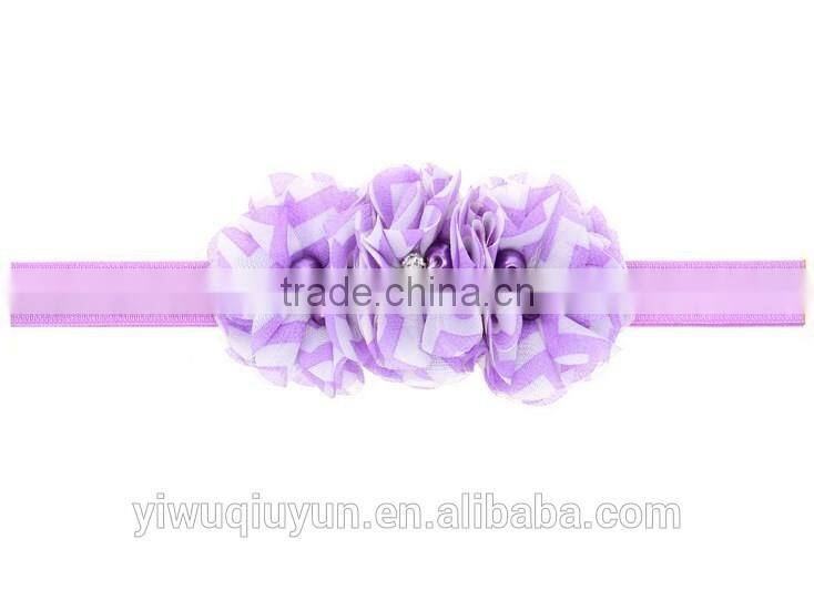 Chevron Shabby Chic flower headband Pear Rhinestone Lace flower hairband Little Girls Hair bands