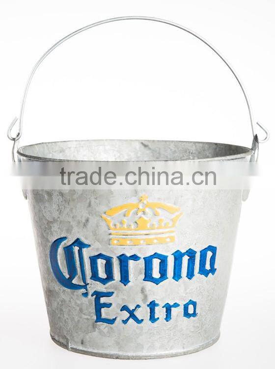 Standard galvainzed metal ice bucket for bar