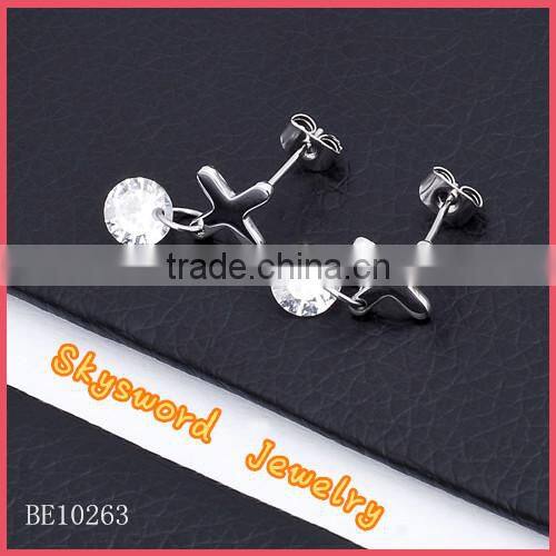 Fashion Big Crystal Stainless Steel Crystal Earring BE10161