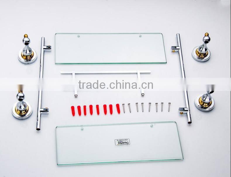 80900 bathroom shelf towels for bathroom Double glass shelf hotel use toilet accessories