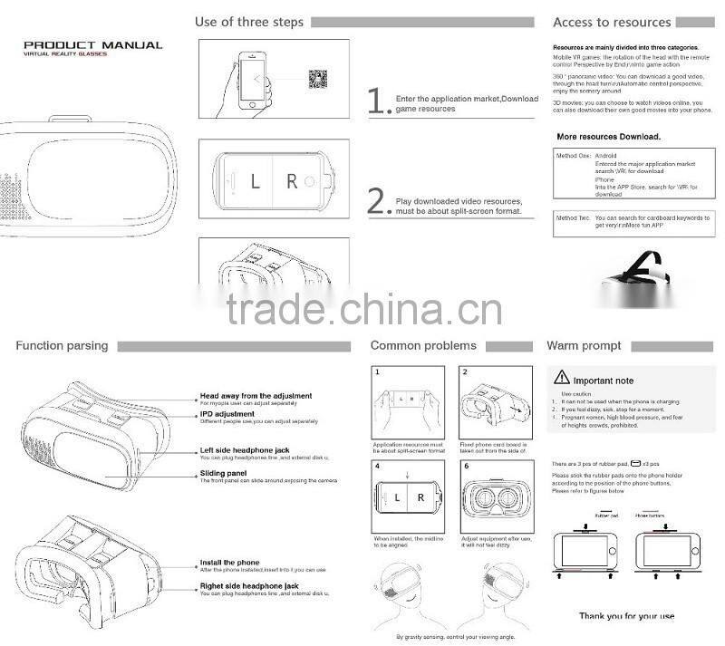 2016 Laridi New style 3D vr box virtual reality Glass for movie and games for phone