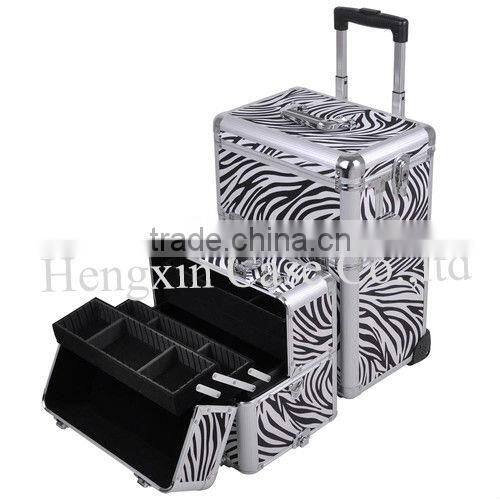 Professional make up case, PVC makeup box, hard case trolley bag