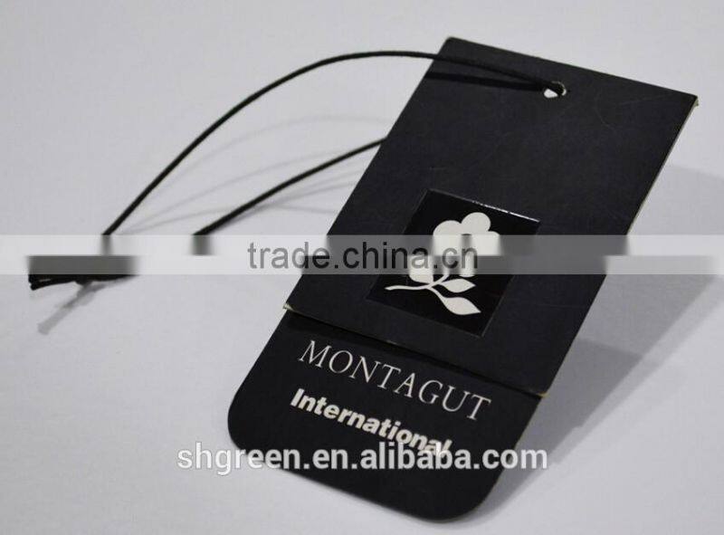 Classic spot UV swing tag with embossed logo for dolls