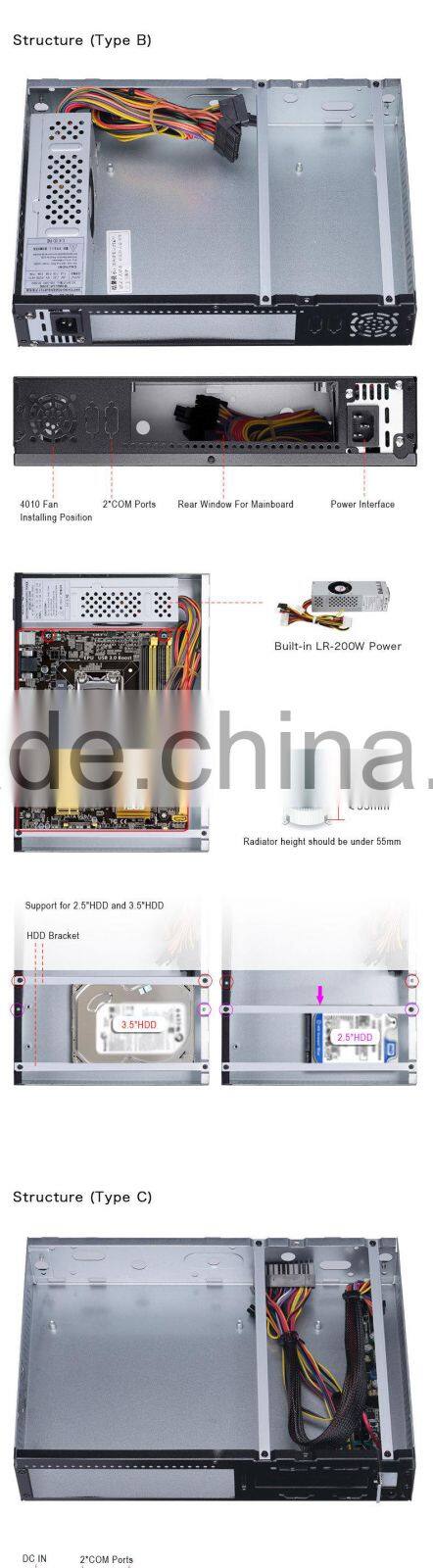 install a computer with Realan beautiful case E-2008 for your study