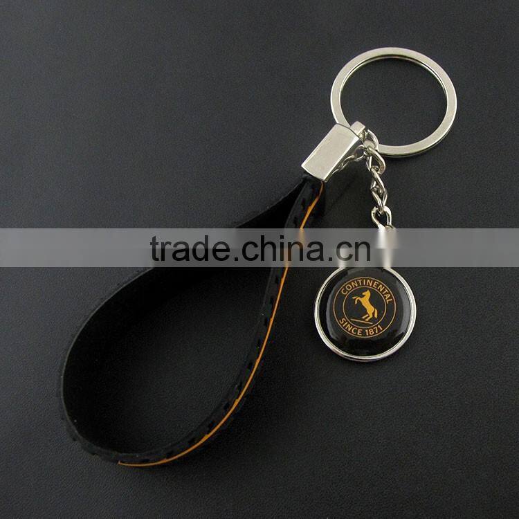 New fashion metal luxury double key rings leather keychain