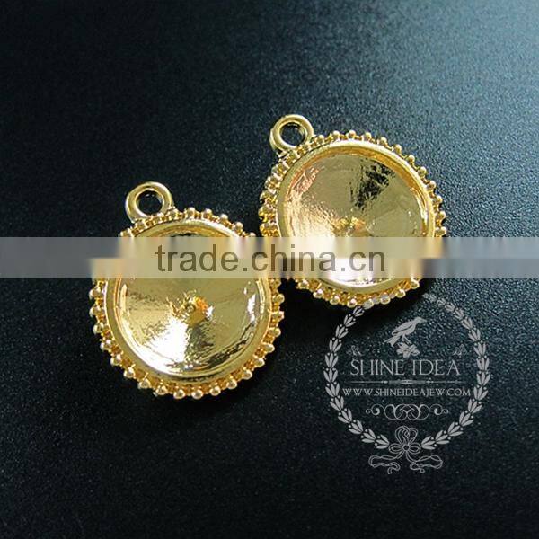 14mm setting size vintage alloy gold plated DIY pendant charm bezels tray 1411122