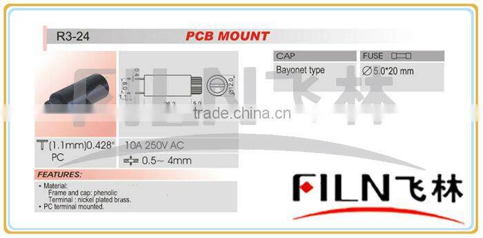 R3-24 5*20 black fuse holder types 12mm install hole