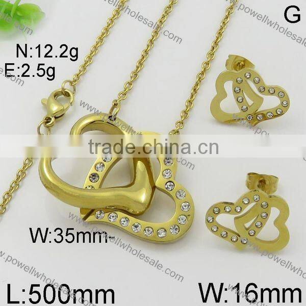 Latest hot heart style wholesale 18k gold jewelry set