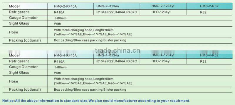 Red and Blue Painted Steel Manifold set Refrigeration Pressure Gauge for R134a