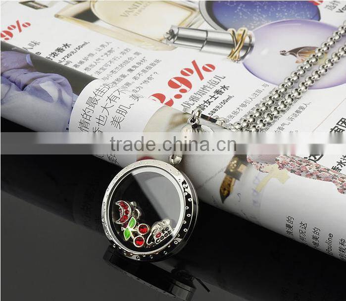 silver living glass floating locket pendant