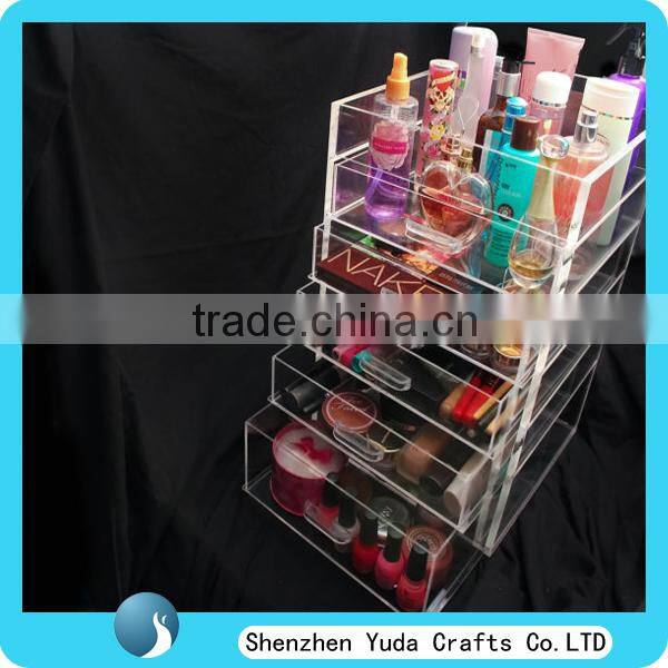 Acrylic cosmetic organizer with drawers acrylic comestic display case acrylic cosmetic container