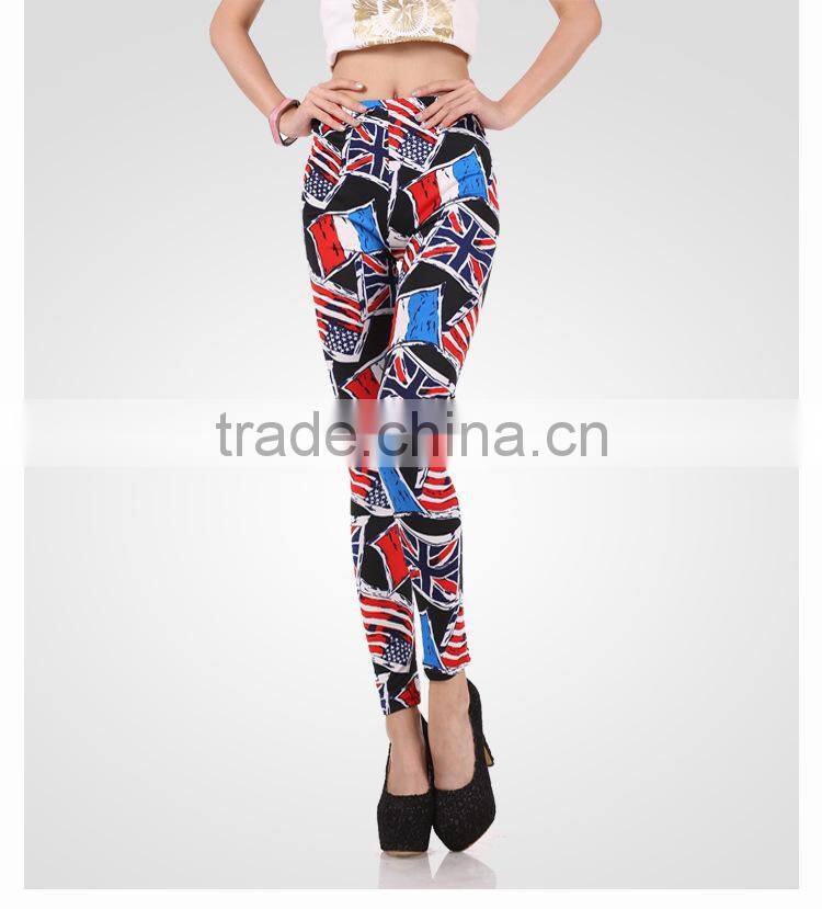 Wholesale professionally Customize New Sexy Slim Fashion High Elastic UK USA Flag Print Tight Leggings Pants