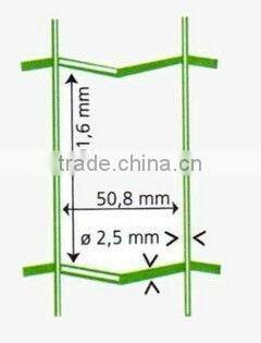 Holland Welded mesh 2.50mm diameter 50.8*50.8mm mesh opening 3 folds Galvanized+PVC coated