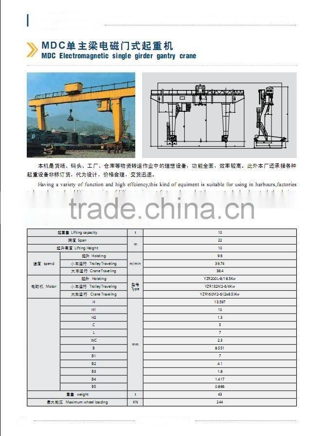 MH,MHB,MG,MC,MDG,MDC,MDZ TYPE Double Grider and Single Grider Semi Gantry Cranes