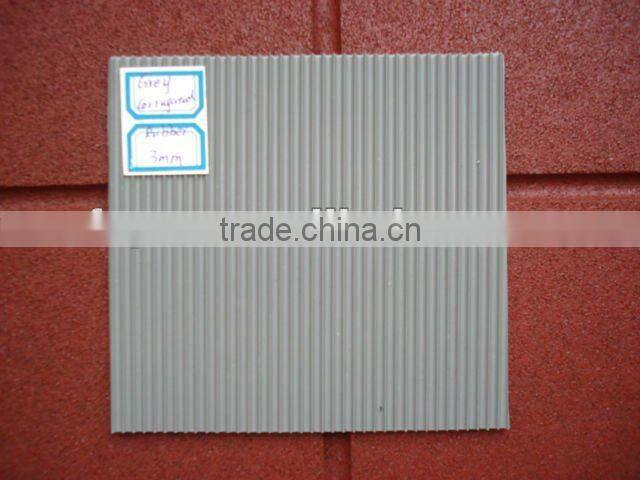 balck grey anti-slip 3mm fine ribbed/corrugated rubber sheet floor