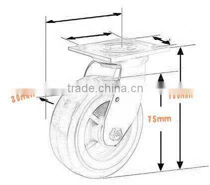 swivel PU caster with lock(brake)
