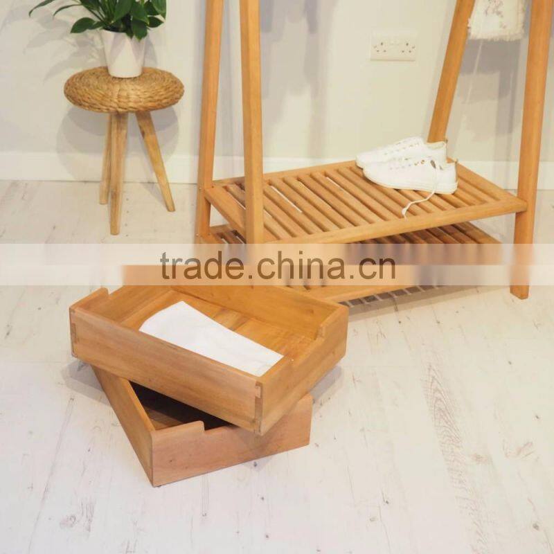 Solid wood Clothes Rack Wooden Storage Shelf Clothes Tree Stand
