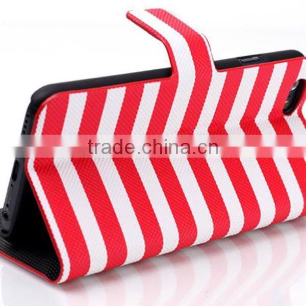 Stripe flip wallet leather case, smart phone leather case for iPhone6