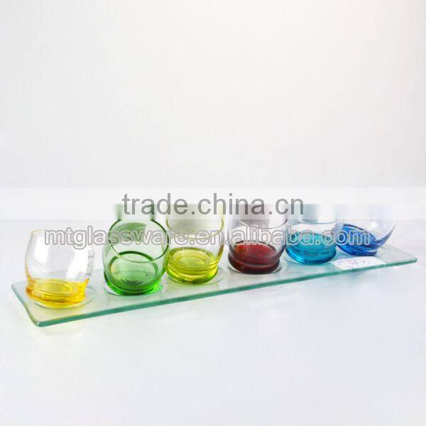 2016 newest machine made mini shot clear glass golden decal with PVC