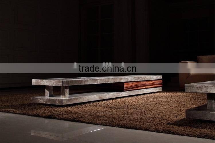 modern living room furniture nature marble travertine TV cabinet designs