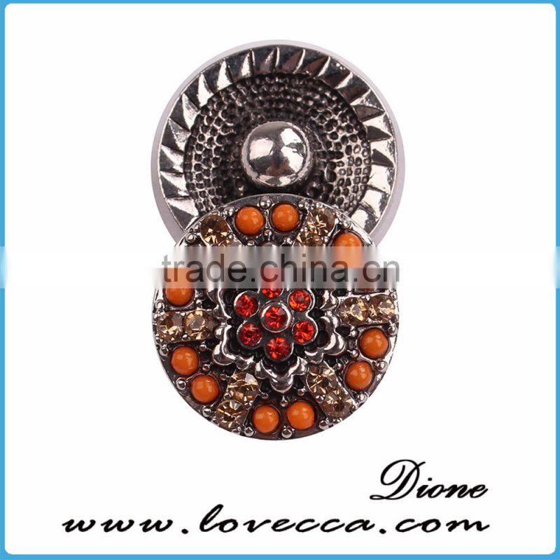 Trendy Punk Style Snap Button Jewelry Interchangeable custom crystal round snap button