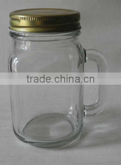 Mason Jar Mugs - Glass Pint Drinking Jar with Silver Lid