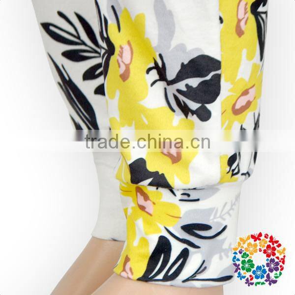 Boutique newborn baby outfit vintage grey yellow floral jumpsuit