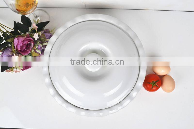 12" Round porcelain oven tray with lid