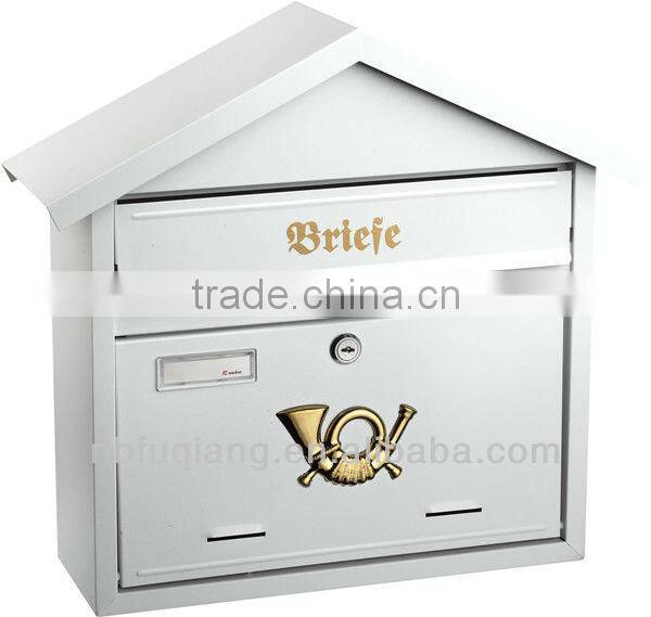 FQ-102 Modern outdoor cast iron mailbox metal steel mailbox iron letterbox with 3 colors can stand on ground