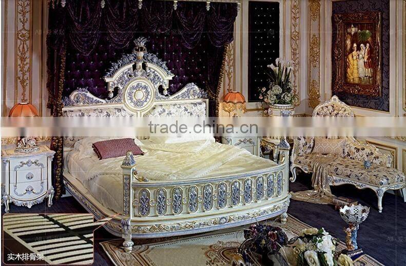 Super luxury antique hand made Italian Baroque french Louver Louis16 king size bedroom furniture