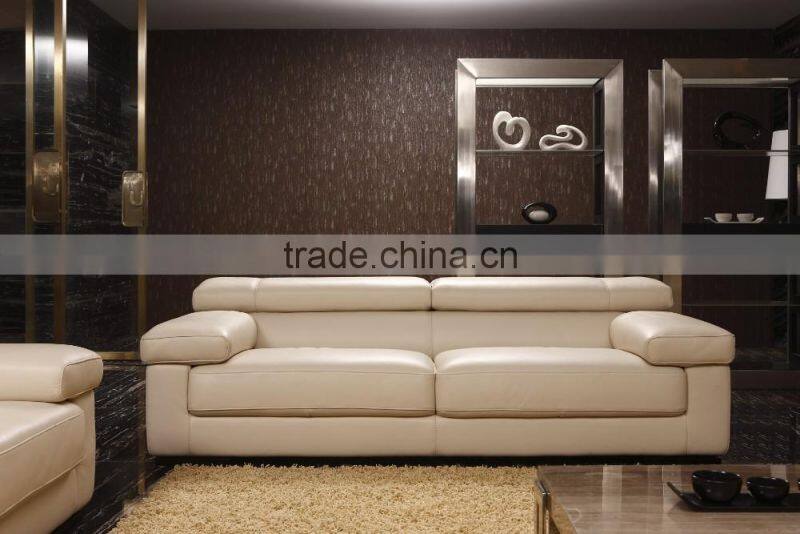 JR8078 Voage Modern Luxury Italy beige Genuine full leather italian style living room sofa couch